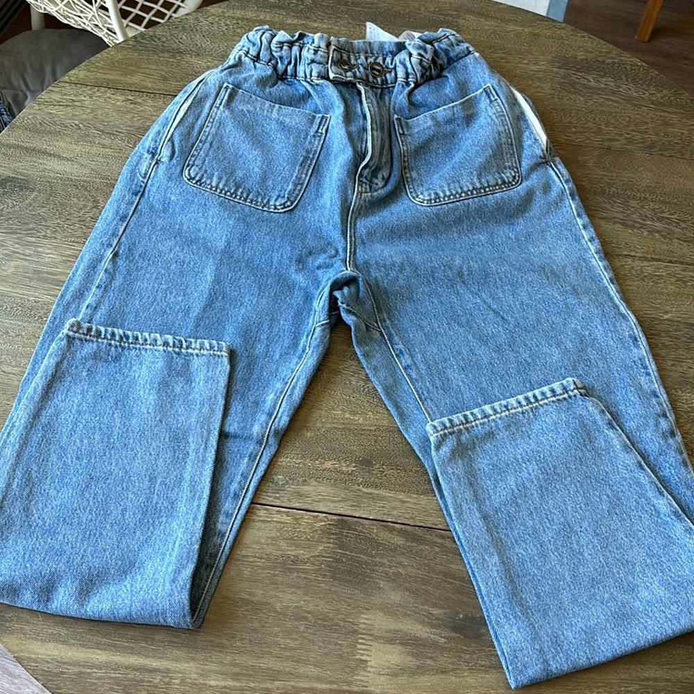 Zara high rise scrunch waist jeans